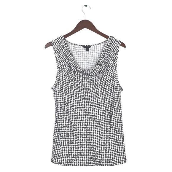 Banana Republic Dotted Cowl Neck Sleeveless Top GeoSpotted Jersey Tank Blouse XL - Picture 3 of 16